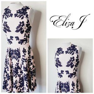ELIZA J Pink Floral Fit & Flare Dress